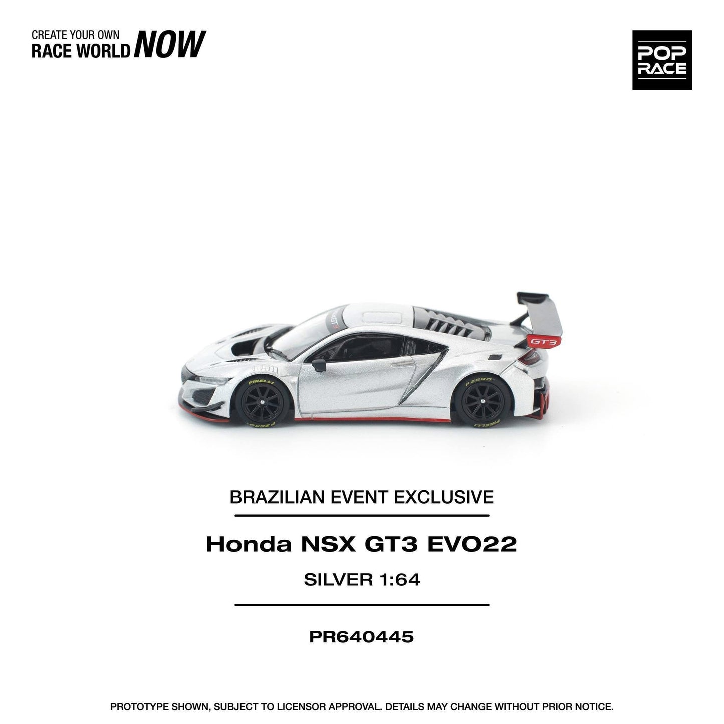Pop Race 1:64 Honda NSX GT3 Evo Silver - Brazil Event Exclusive