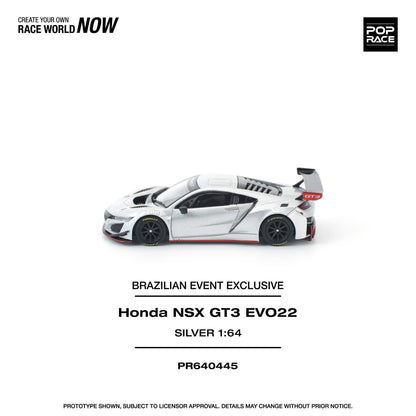 Pop Race 1:64 Honda NSX GT3 Evo Silver - Brazil Event Exclusive