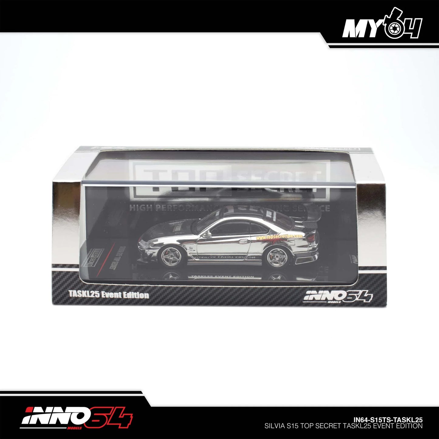 Inno64 1:64 Top Secret Nissan Silvia S15 Silver Chrome - 2025 TASKL Event Exclusive