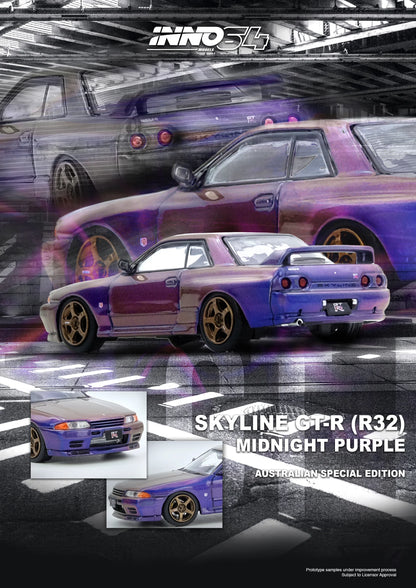 Inno64 1:64 Nissan Skyline GT-R R32 Midnight Purple - Australia Special Edition