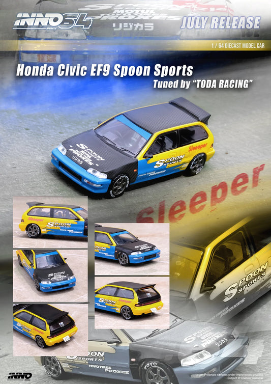 Inno64 1:64 Honda Civic (EF9) Spoon - Tuned BY Toda Racing Japan