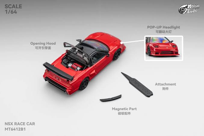 Micro Turbo 1:64 Custom NSX Race Car - Classic Red