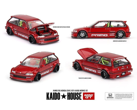 MiniGT X Kaido House 1:64 Honda Civic (EF) Kaido Works V2- M Red