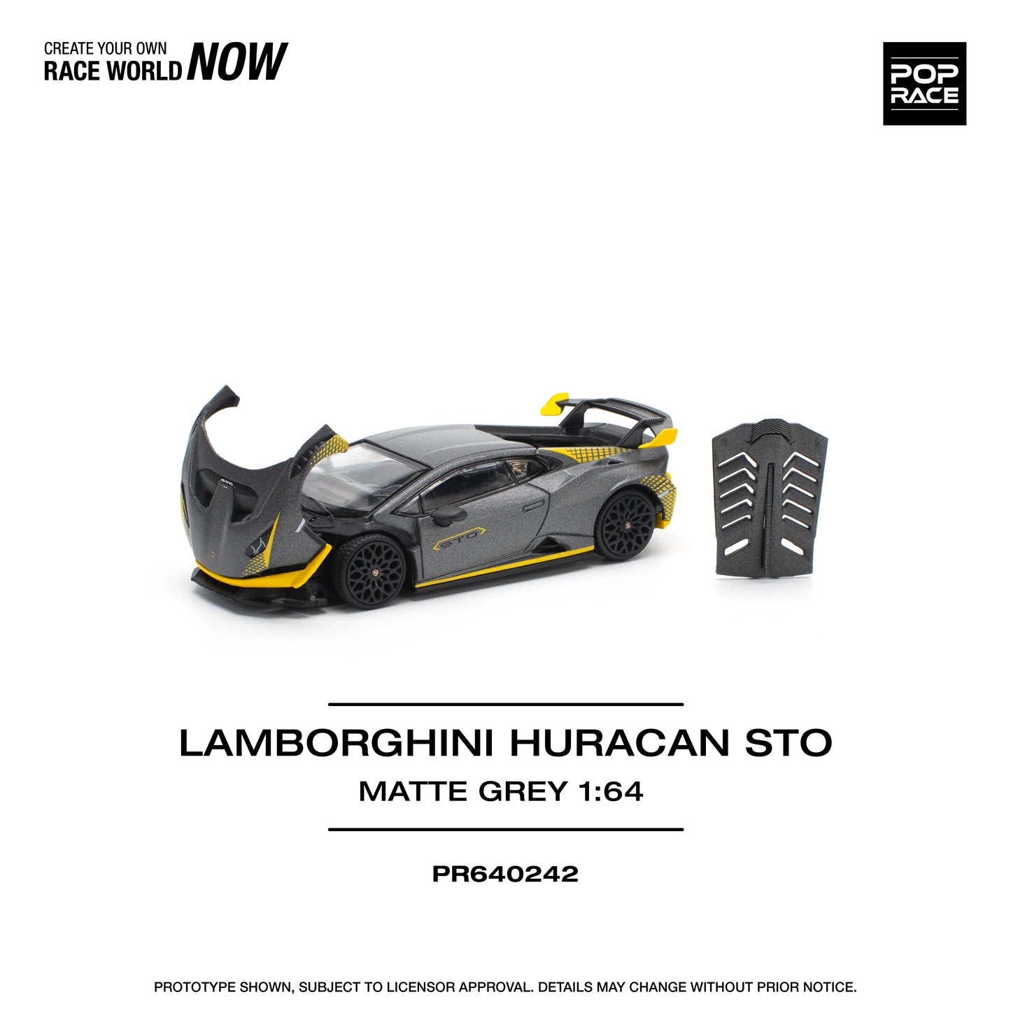 Pop Race 1:64 Lamborghini Huracan STO - Matte Grey