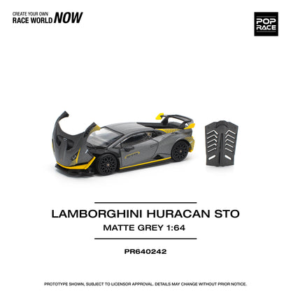Pop Race 1:64 Lamborghini Huracan STO - Matte Grey