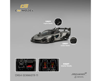 CM Model 1:64 McLaren Senna GTR – Metallic Silver Grey