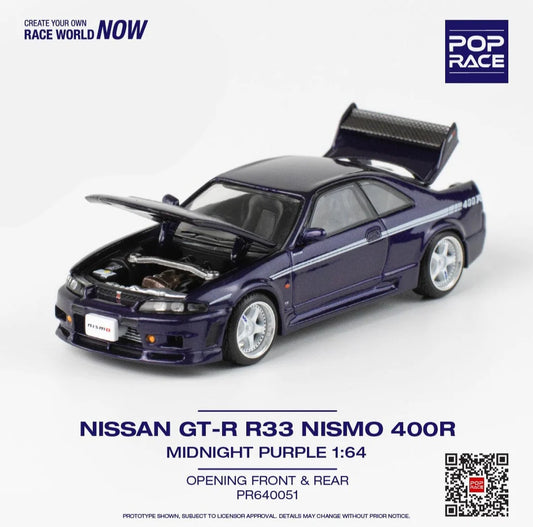 Pop Race 1:64 Nissan GT-R R33 Nismo 400R - Midnight Purple