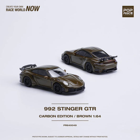 Pop Race 1:64 Porsche 992 Stinger GTR Brown Carbon Fiber Edition