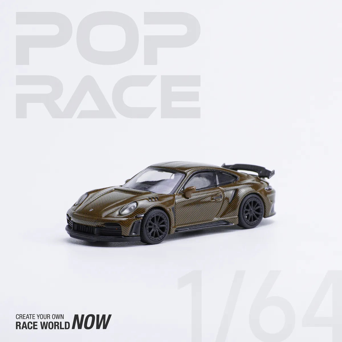 Pop Race 1:64 Porsche 992 Stinger GTR Brown Carbon Fiber Edition