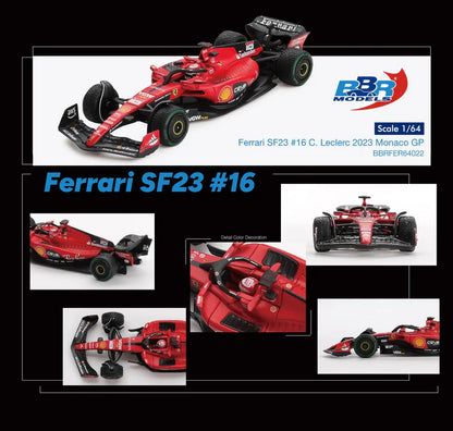 BBR Models 1:64 Ferrari SF23 #16 C. Leclerc 2023 Monaco GP