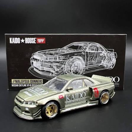 Kaido House 1:64 2023 MDX “One Night In Malaysia” DINNER Nissan Skyline GT-R R34 Millenium Jade - KHMG059
