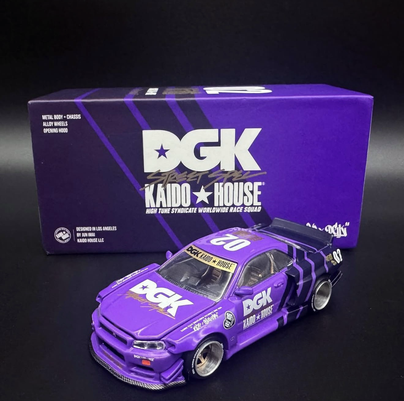 Kaido House X DGK 1:64 Nissan Skyline GT-R R34 V1 Purple - KHMG140