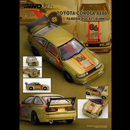 Inno64 1:64 Toyota Corolla AE86 Levin Pandem Rocket Bunny - Gold