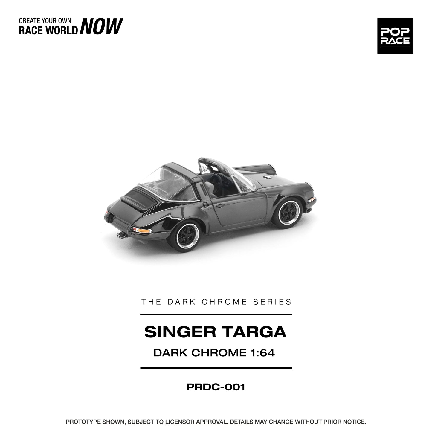 Pop Race 1:64 Singer Targa - Dark Chrome Series