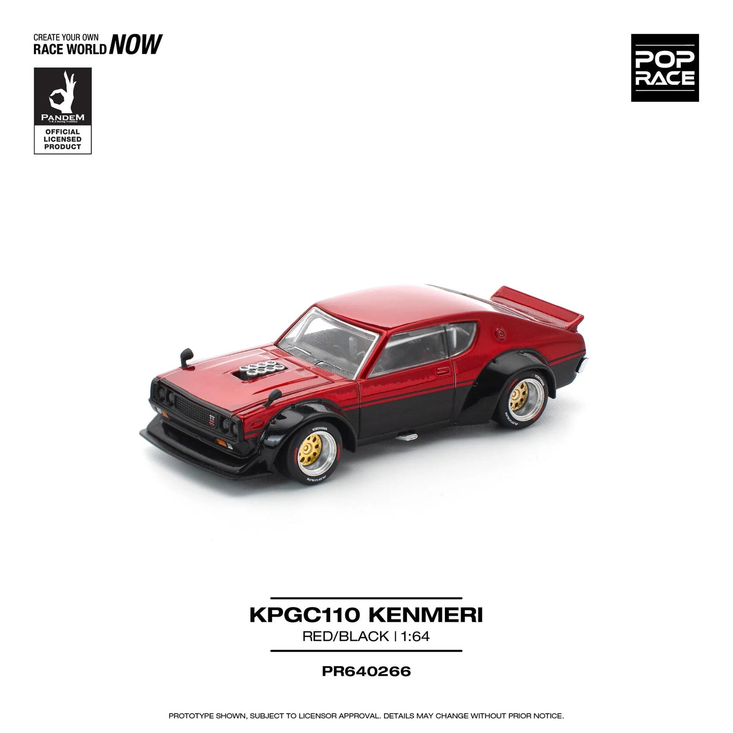 Pop Race 1:64 Nissan KPGC110 Kenmeri - Red/Black