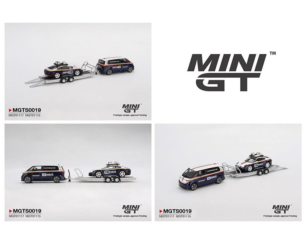 MiniGT 1:64 911 Dakar #718 / Volkswagen ID. Buzz Porsche Centrum Gelderland Roughroads Set #0019