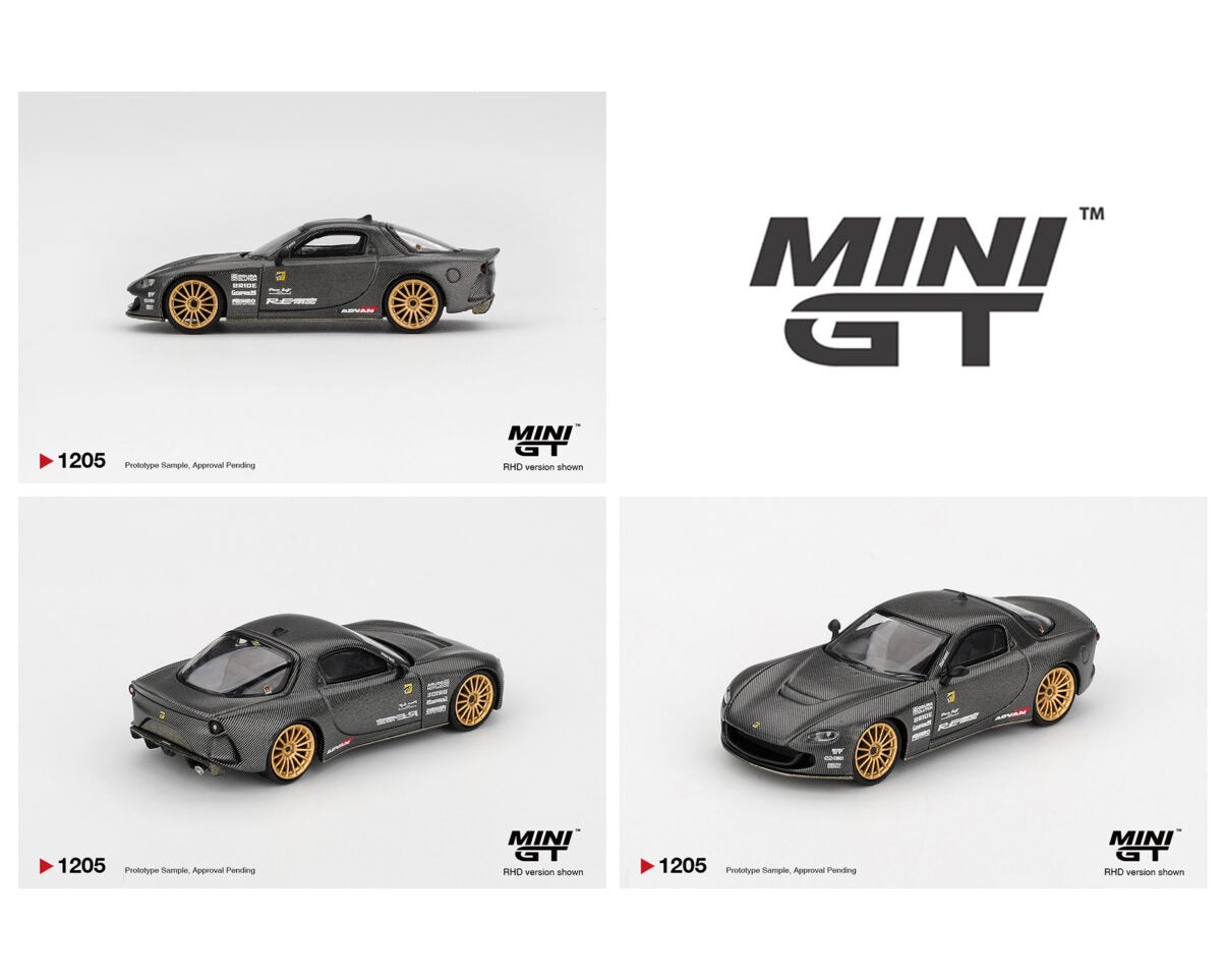 MiniGT 1:64 Mazda RX-7 RE-Amemiya Matsukiyo KOKU 3 Rotor NA-7 TAS 2025 Best Tuned Car Award – Carbon #1205