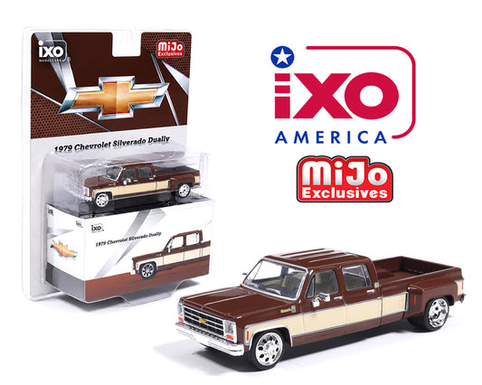 IXO Model 1:64 1979 Chevrolet Silverado C30 Crew Cab Dually Cordova Brown / Santa Fe Tan – MiJo Exclusive