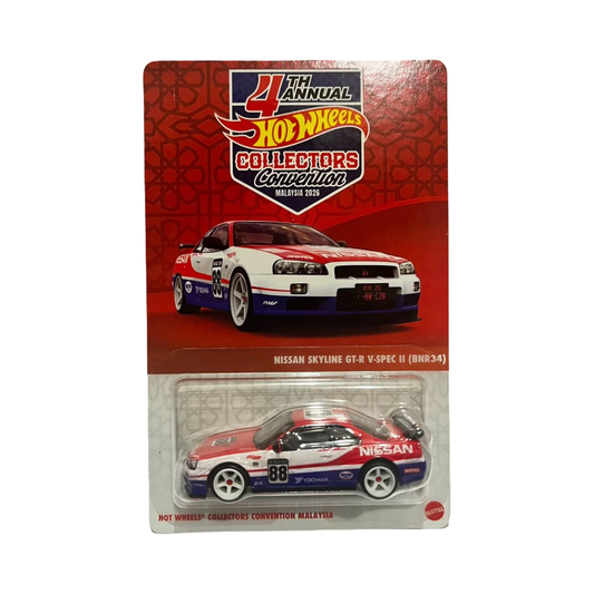 Hot Wheels 1:64 2026 4th Annual Malaysia Collectors Convention - Nissan Skyline GT-R V-Spec II BNR34 *Left Facing* Limited