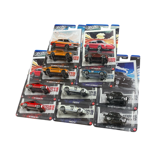 Hot Wheels 1:64 2025 Silver Series National Icons - Case of 10 With Porsche Chase