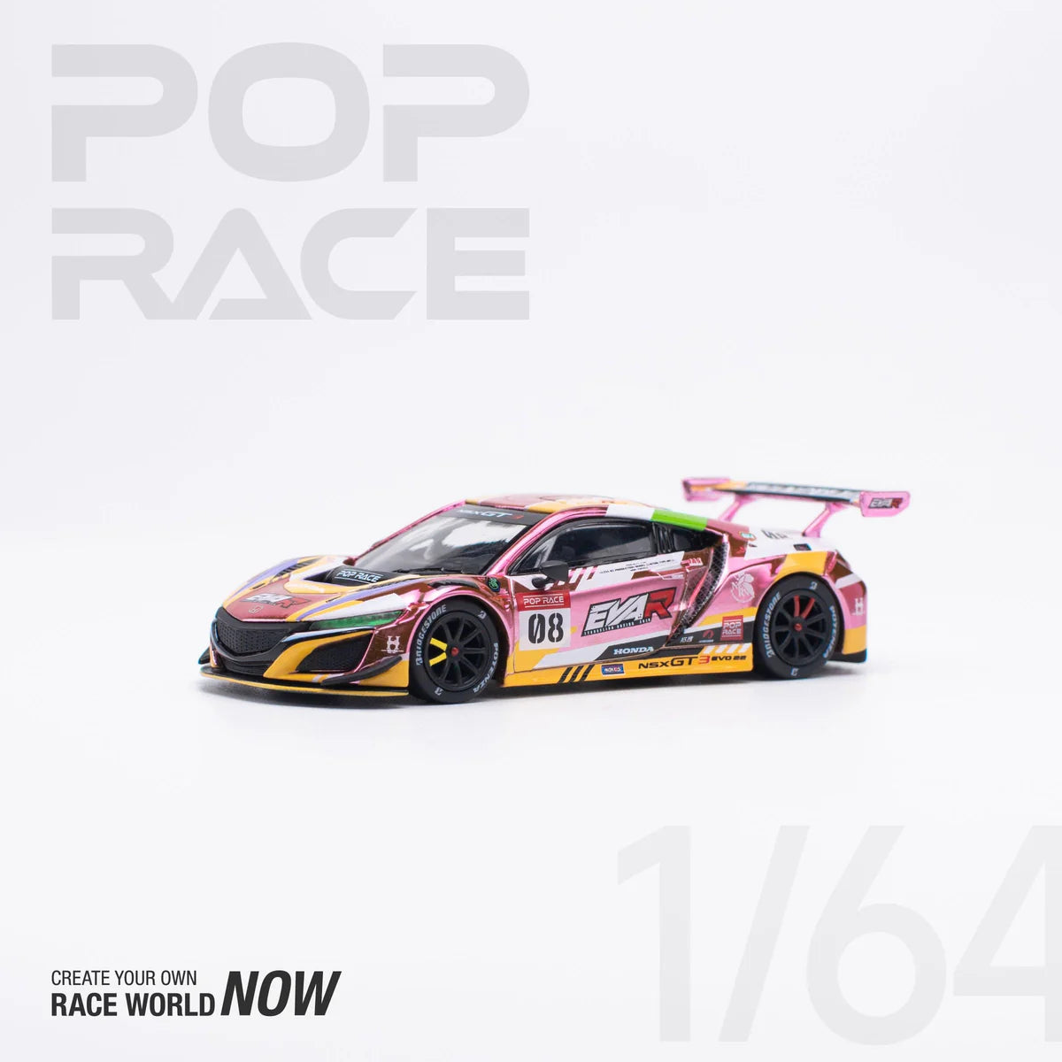 Pop Race 1:64 Honda NSX GT3 EVO22 EVA RT Production Model - Pink