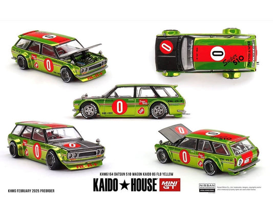 MiniGT X Kaido House 1:64 Datsun KAIDO 510 Wagon OG Flo – Chrome Yellow