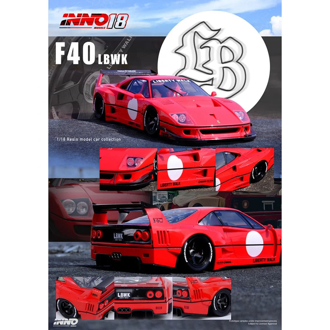 Inno18 1:18 Resin Model LBWK F40 - Red