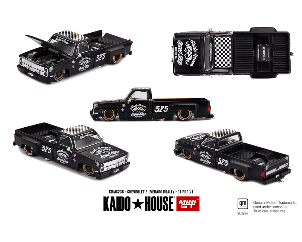 MiniGT X Kaido House 1:64 Chevrolet Silverado Dually Hot Rod V1 – Flat Black