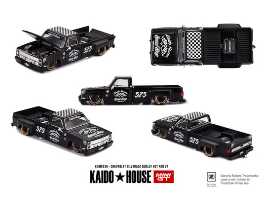 MiniGT X Kaido House 1:64 Chevrolet Silverado Dually Hot Rod V1 – Flat Black