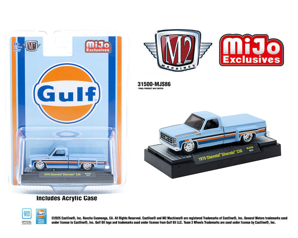 M2 Machines 1:64 1978 Chevrolet Silverado C30 Custom GULF – Blue