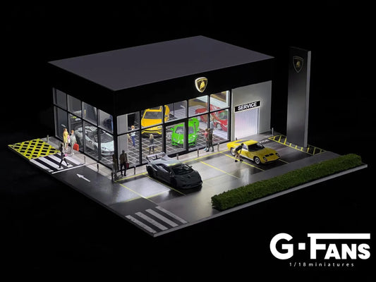 G-Fans 1:64 Diorama Lamborghini Dealership With Service Center - USA Exclusive Version