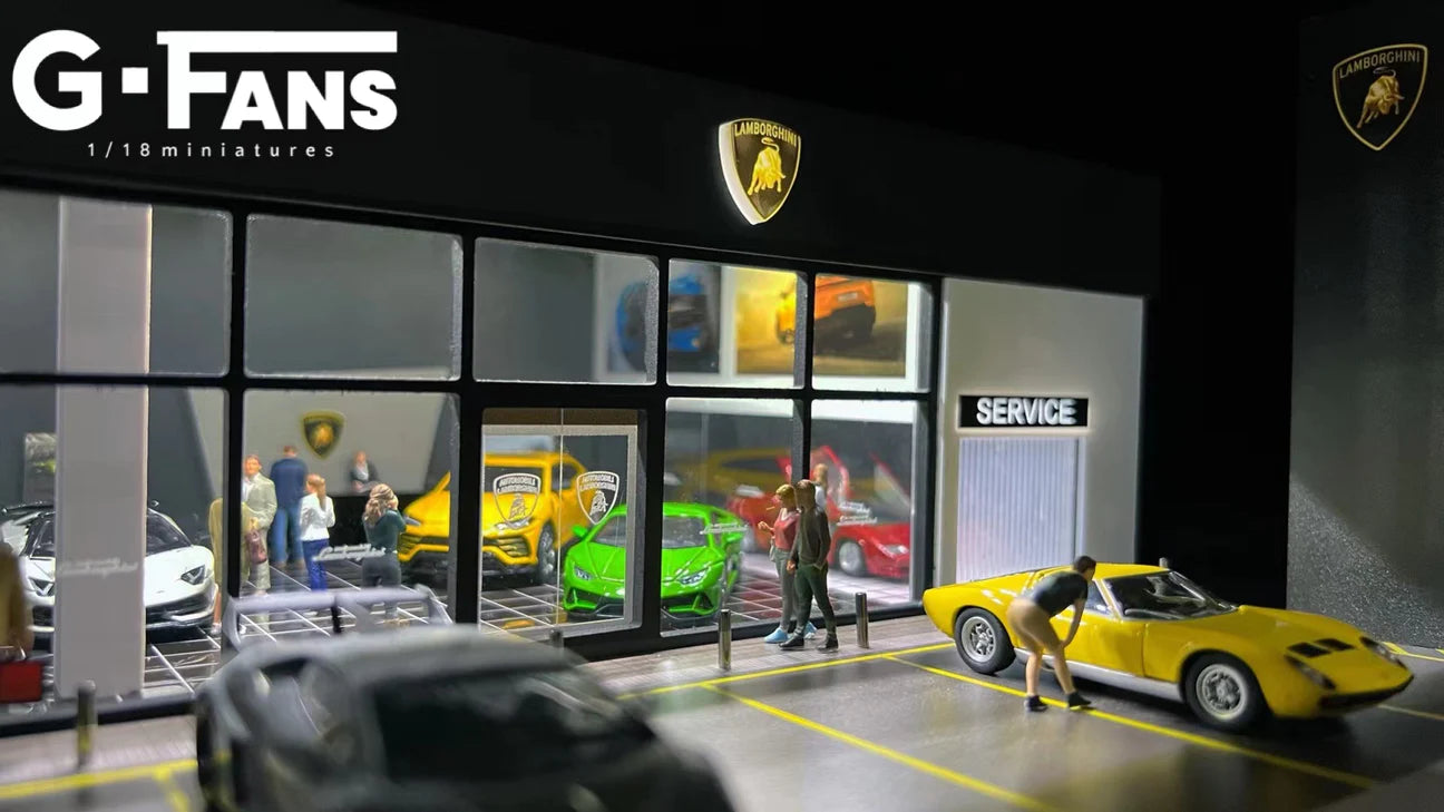 G-Fans 1:64 Diorama Lamborghini Dealership With Service Center - USA Exclusive Version