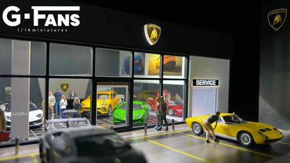 G-Fans 1:64 Diorama Lamborghini Dealership With Service Center - USA Exclusive Version