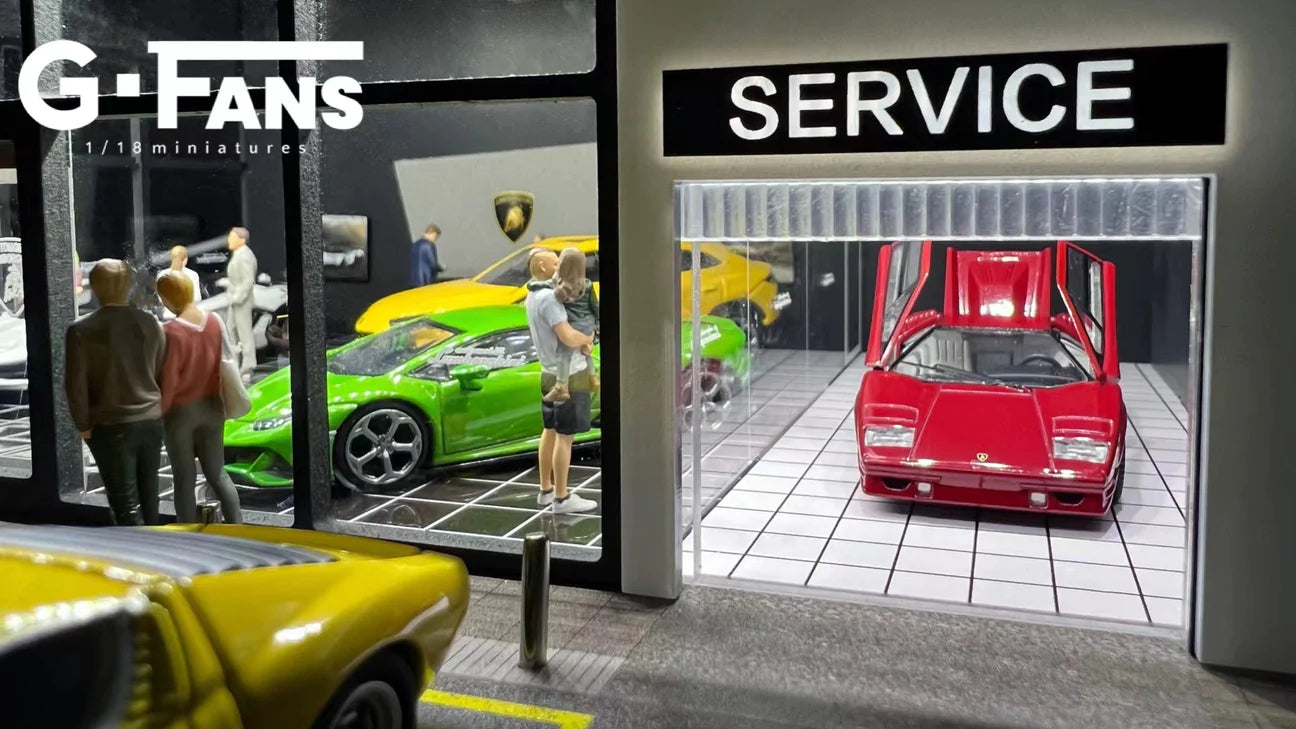 G-Fans 1:64 Diorama Lamborghini Dealership With Service Center - USA Exclusive Version