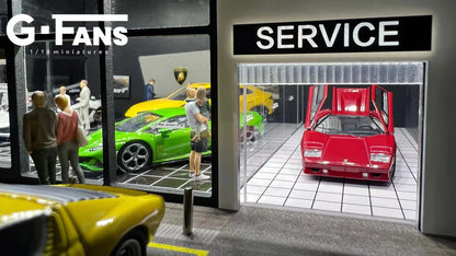 G-Fans 1:64 Diorama Lamborghini Dealership With Service Center - USA Exclusive Version