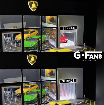 G-Fans 1:64 Diorama Lamborghini Dealership With Service Center - USA Exclusive Version