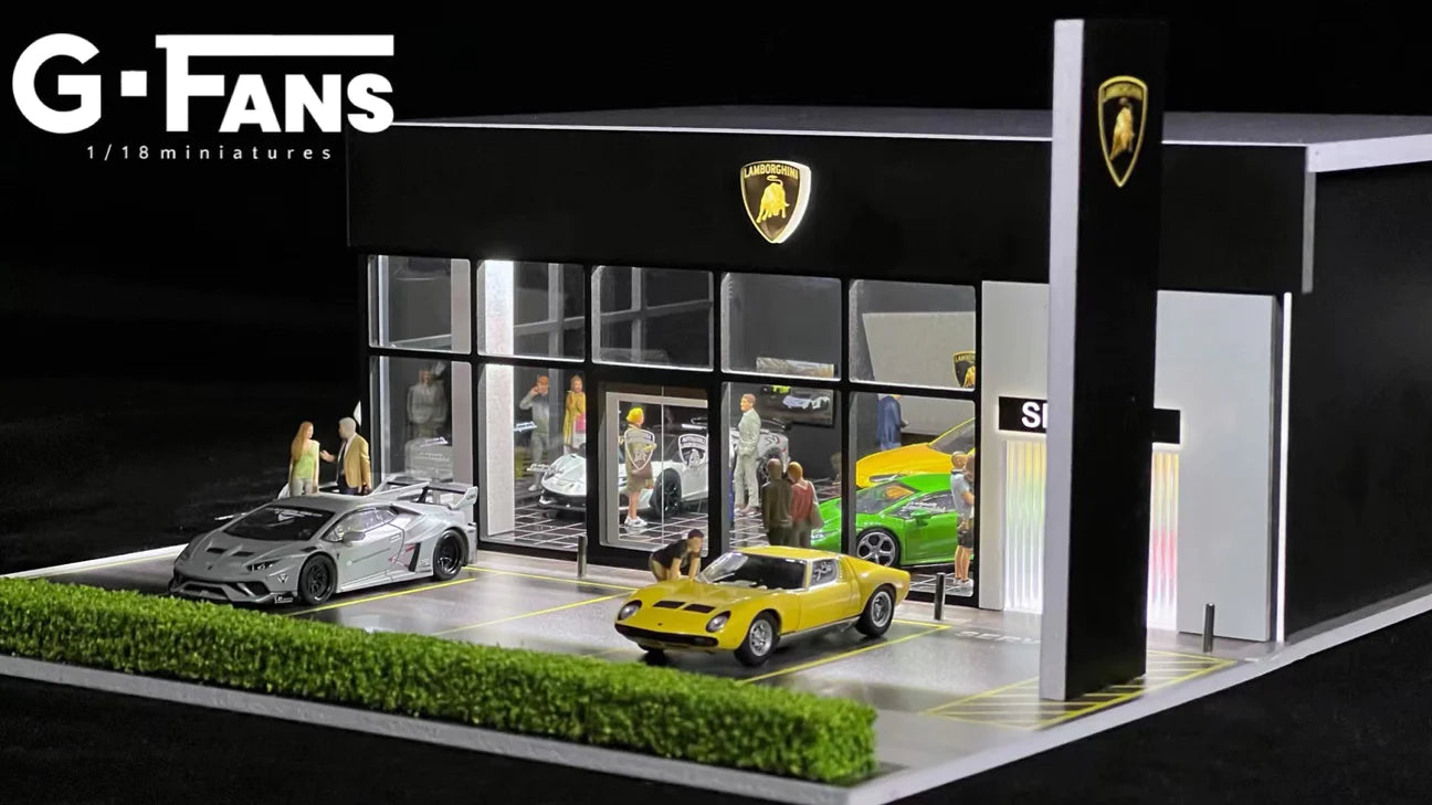 G-Fans 1:64 Diorama Lamborghini Dealership With Service Center - USA Exclusive Version