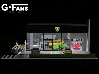 G-Fans 1:64 Diorama Lamborghini Dealership With Service Center - USA Exclusive Version