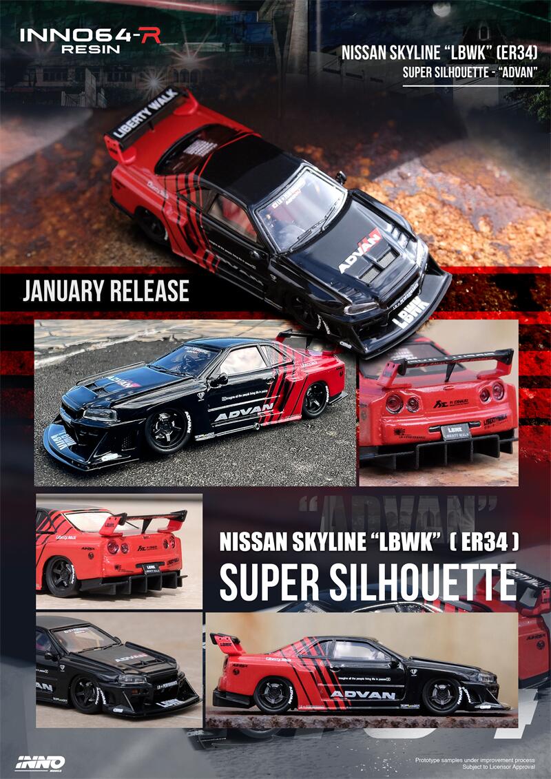 Inno64 1:64 Nissan Skyline LBWK ER34 Super Silhouette - Resin Model