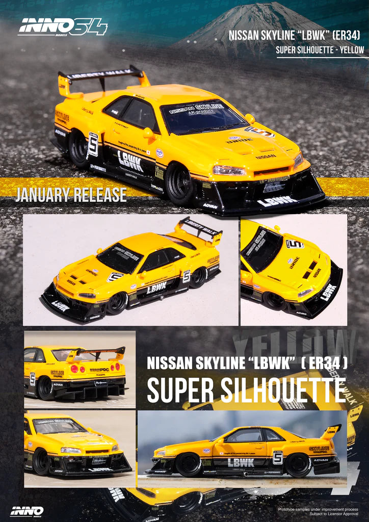 Inno64 1:64 Nissan Skyline LBWK ER34 Super Silhouette - Resin Model