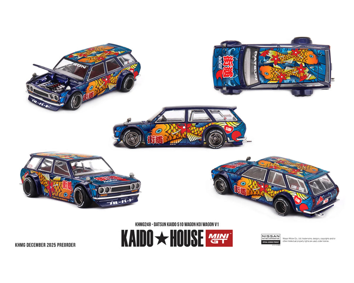 MiniGT X Kaido House 1:64 Datsun Kaido 510 Wagon Koi Wagon V1 - Blue
