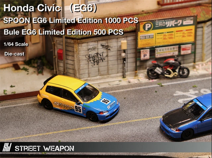 Street Weapon 1:64 Honda Civic EG6 Ver.2 - Spoon Black Wheels