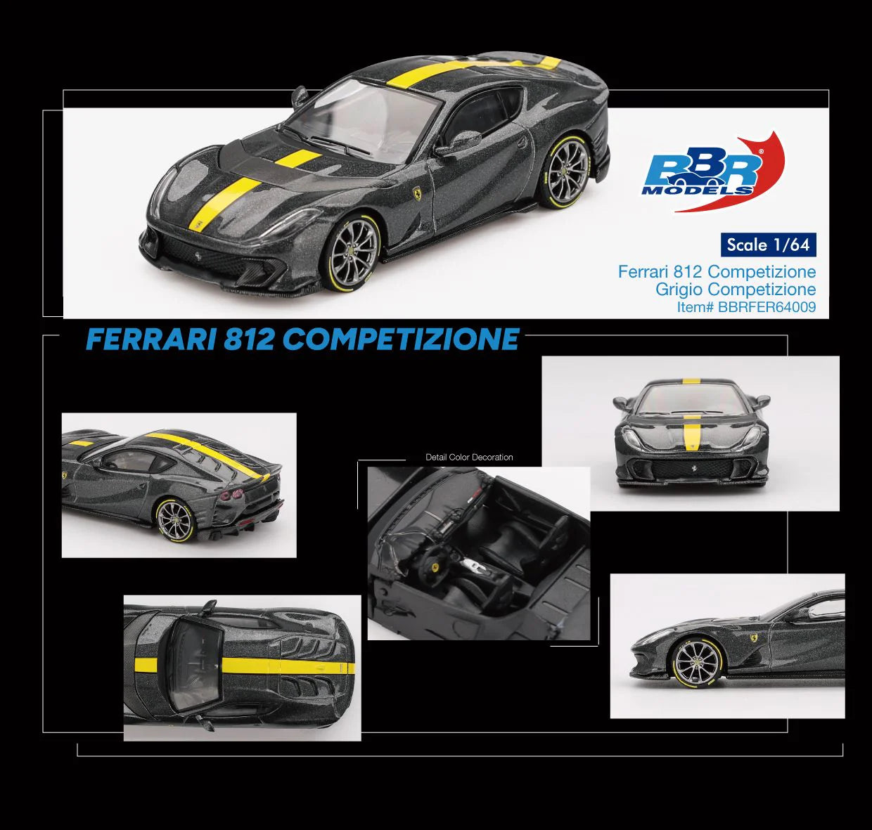 BBR Models 1:64 Ferrari 812 Competizione - Grigio Competizione
