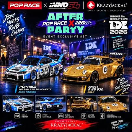 Pop Race X Inno64 1:64 2026 IDE Dinner Exclusive Pair - Chrome S15 & Bronze RWB