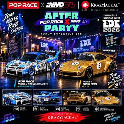 Pop Race X Inno64 1:64 2026 IDE Dinner Exclusive Pair - Chrome S15 & Bronze RWB