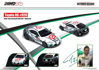 Inno64 1:64 Toyota 86 #926 "Bride" Gazoo Racing 86/BRZ 2016 - Charles Ng Signature