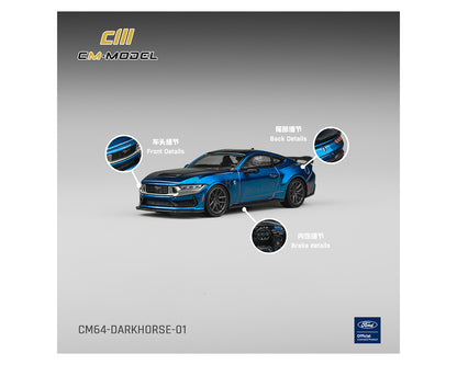 CM Model 1:64 Ford Mustang Darkhorse – Ember Blue