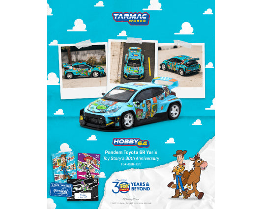 Tarmac Works 1:64 Pandem Toyota GR Yaris Disney Toy Story 30th Anniversary Trading Card Combo Set