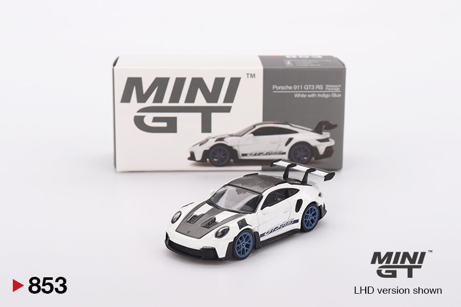 **LIMIT 2** MiniGT 1:64 Porsche 911 (992) GT3 RS Weissach Package - White Indigo Blue #853