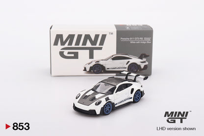 **LIMIT 2** MiniGT 1:64 Porsche 911 (992) GT3 RS Weissach Package - White Indigo Blue #853